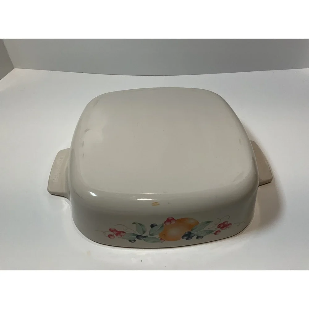 Corning Ware‎ Casserole Dish Square Fruit Design Pyrex Glass Lid A1B11 USA